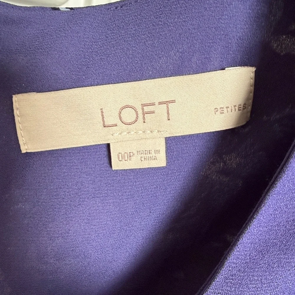 LOFT Purple Floral Long Bell -Sleeve V-Neck Dress- worn twice-‎ great shape!